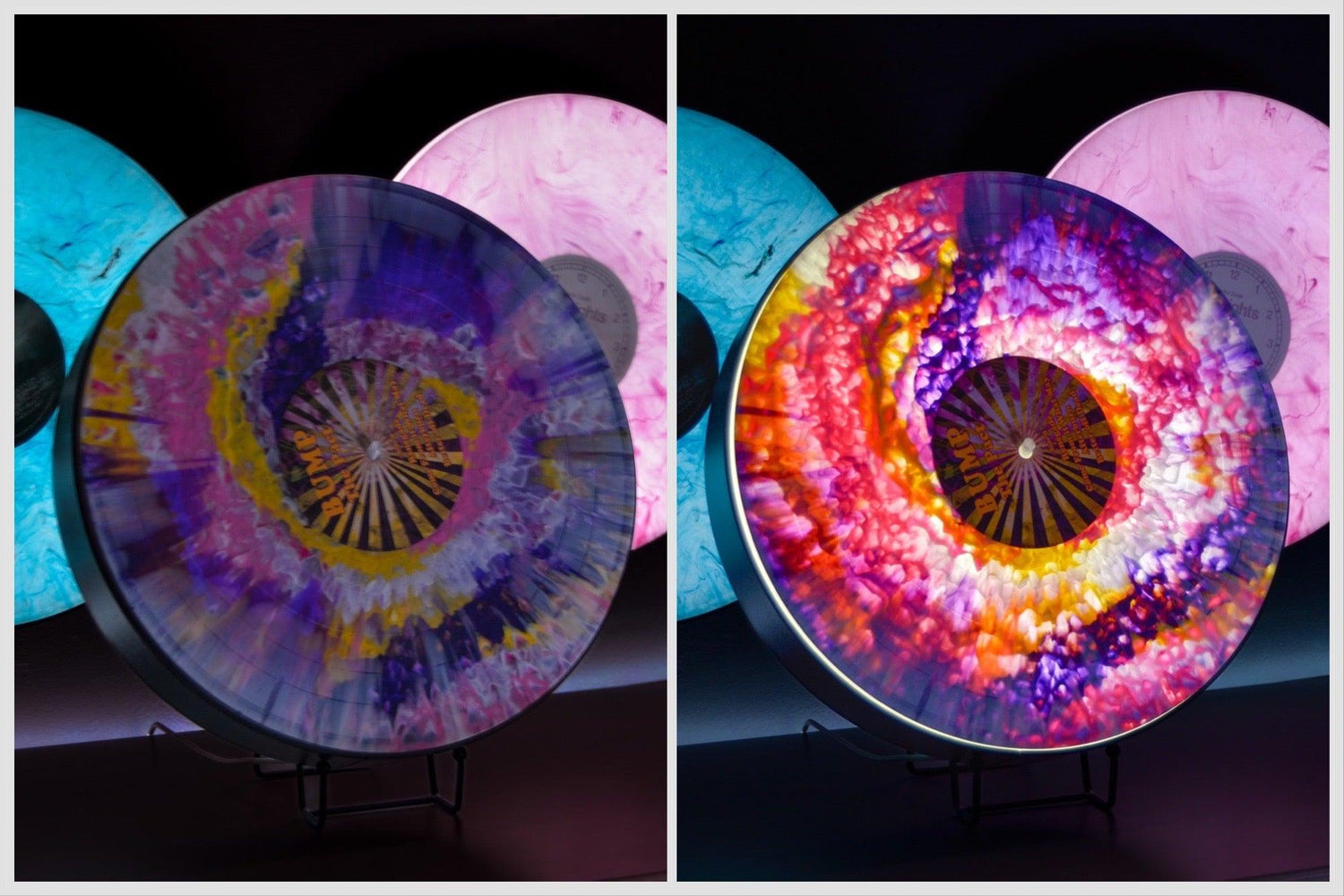 Sparq- LED Vinyl Record Circular Lamp Display with colored light and music reactive modes - Vylümi 